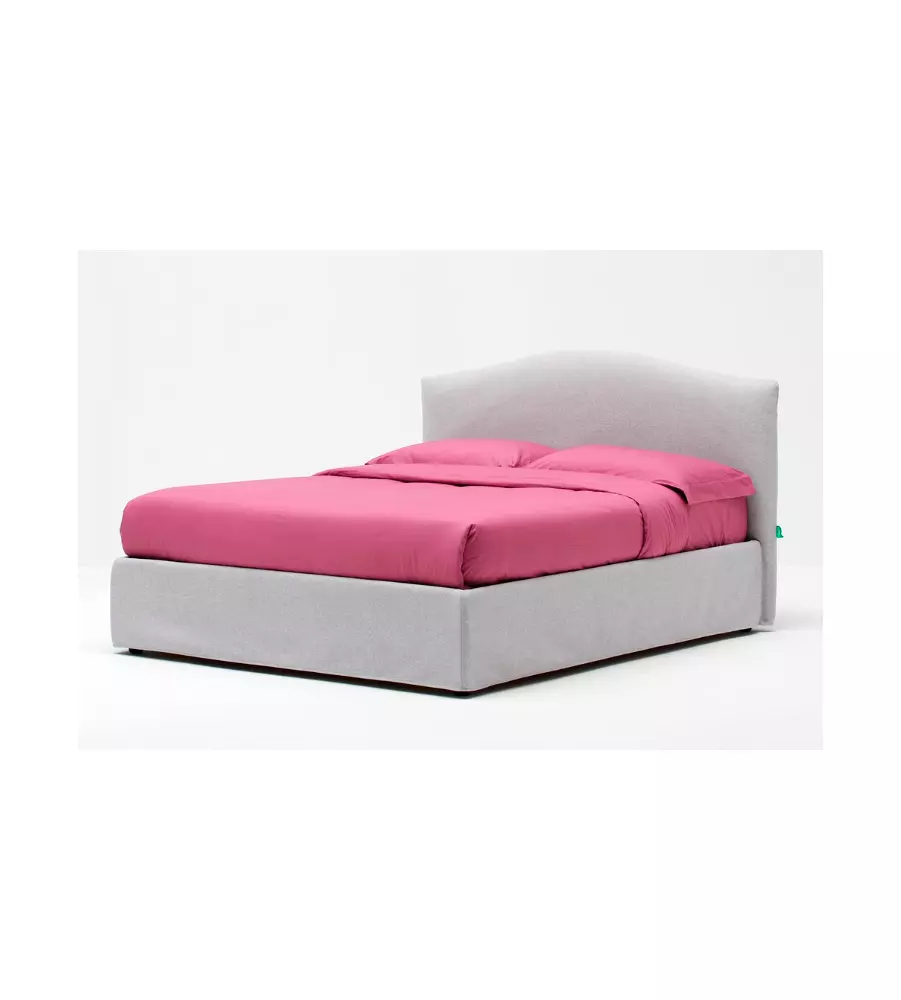 Letto matrimoniale "hill" perla con rete e contenitore, 160x190 cm